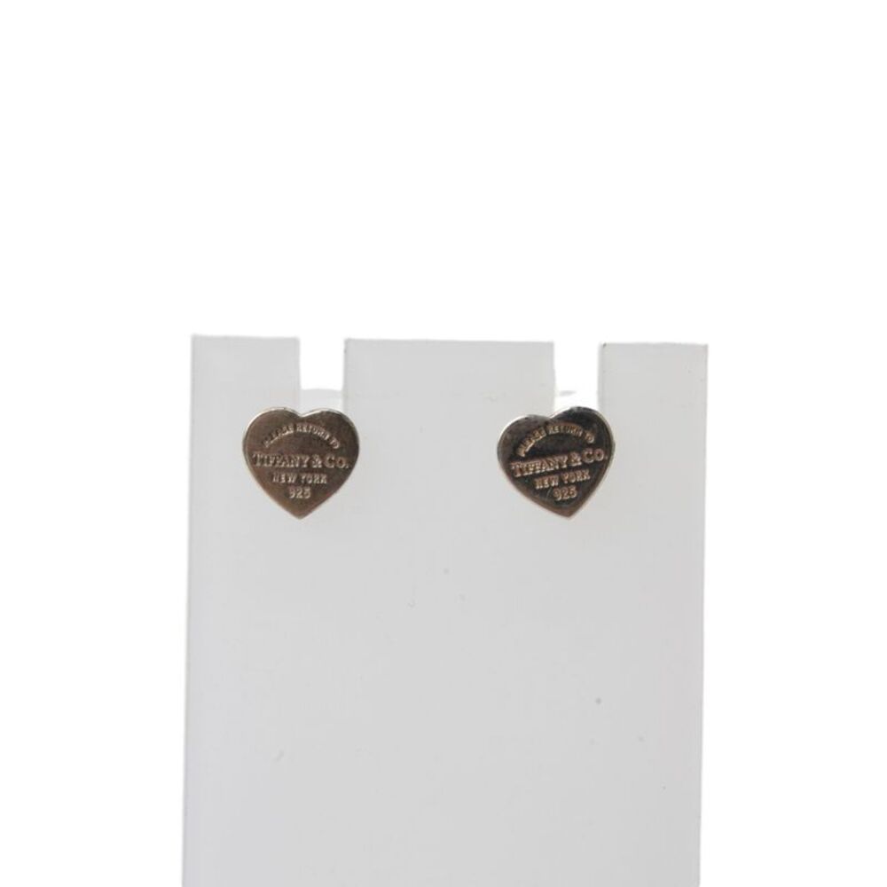 Tiffany & Co Womens 925 Silver Return to Tiffany Heart Stud Earrings 2.2g